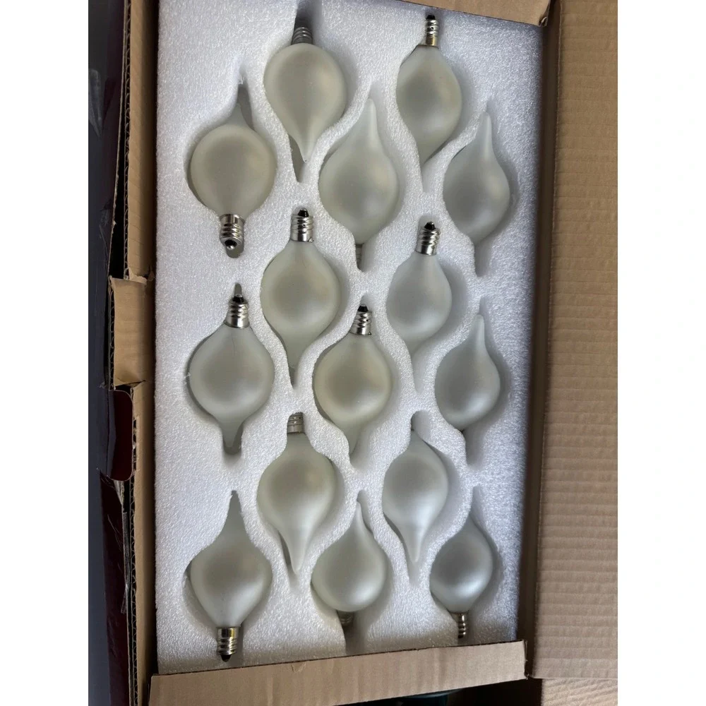 RAZ Imports 14ft Matte Kismet String Light 15 White Bulbs Green Wire L4237004